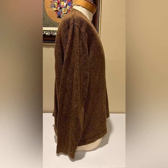 Woolrich Men’s XL Sweater V-Neck Brown Birch Heather Wool‎ Blend Tweed - Picture 4 of 7